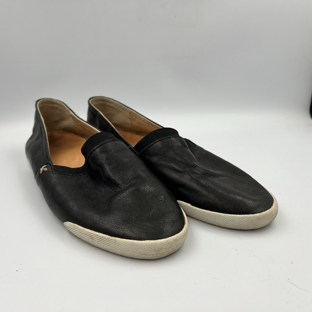 Frye Melanie Slip On Black Leather Ballet Flat Sneaker Shoe Womens 7 Sleek